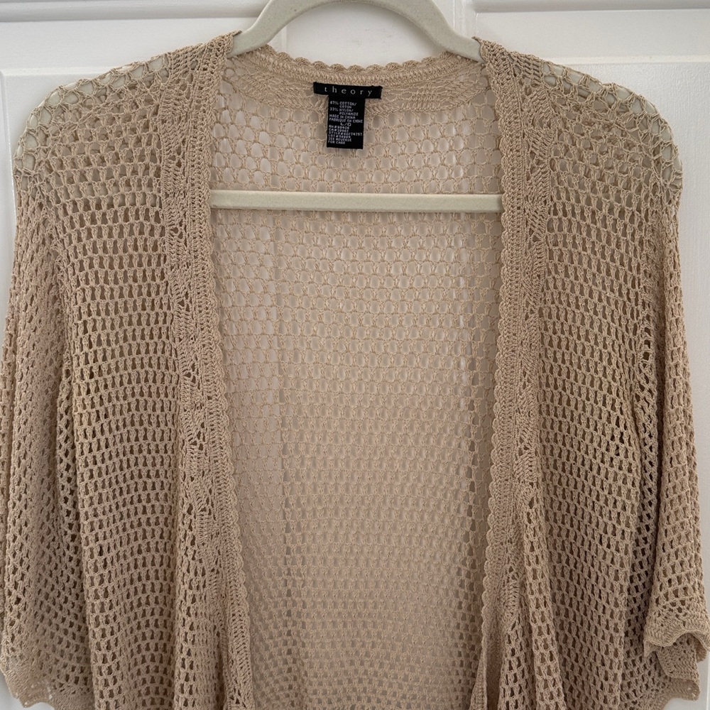 Theory Beige Open-Knit Shrug - Size Large - Picture 10 of 10
